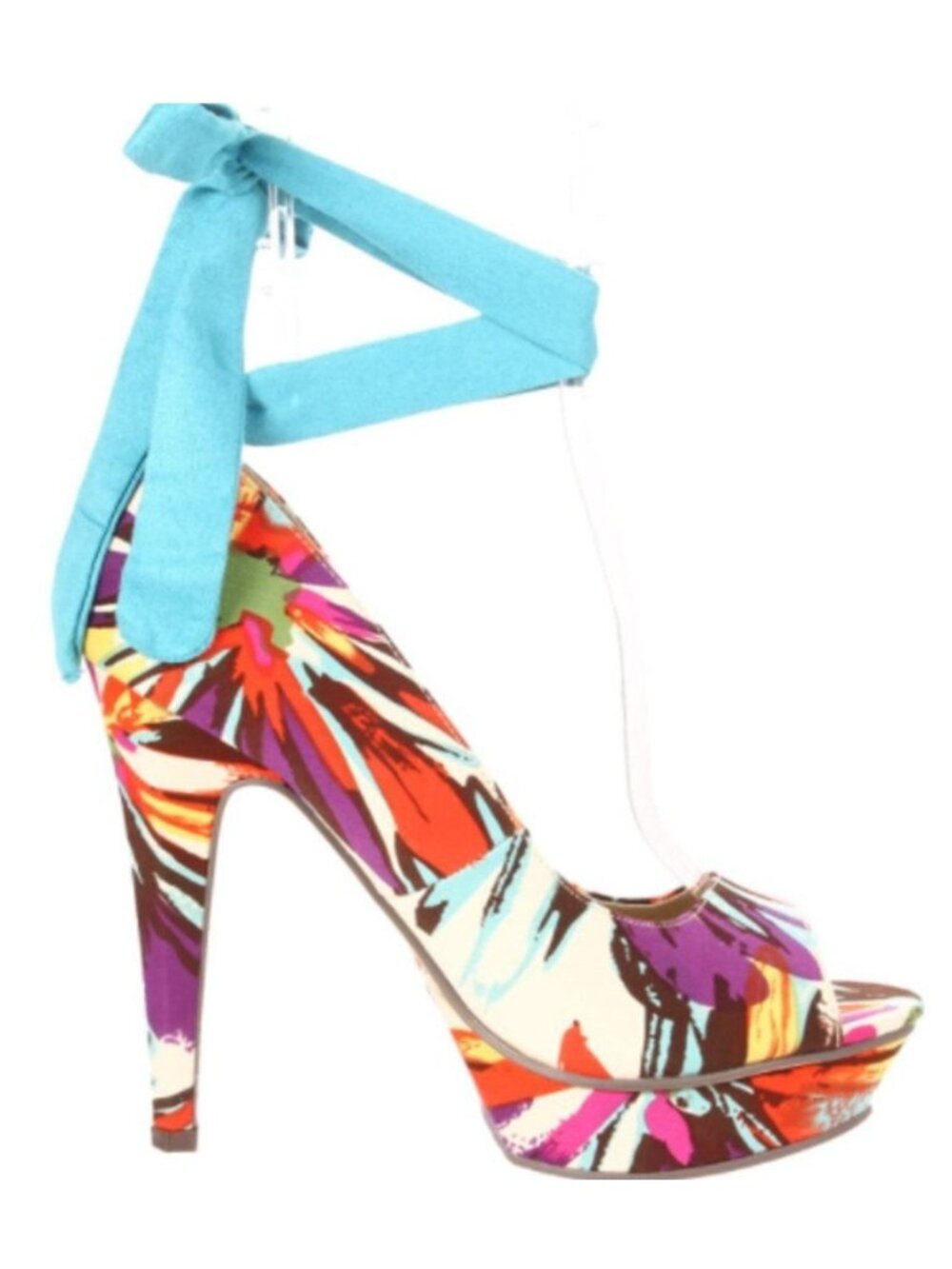 Michael Antonio Floral Kaula Removable Ankle Strap Peep Toe High Heels Size 9 - Picture 3 of 15